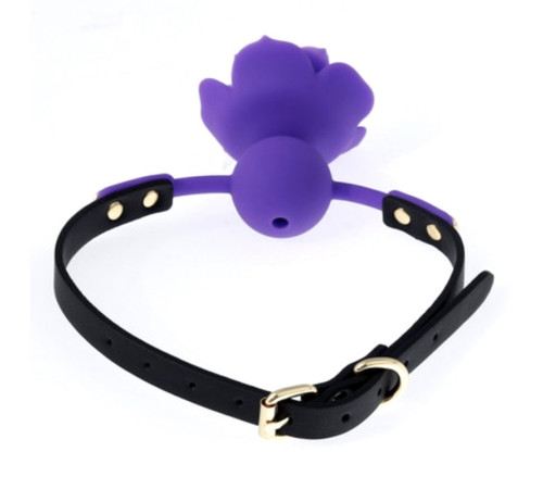 Силиконовый  с фиолетовой розочкой Silicone Rose Ball Gags Purple