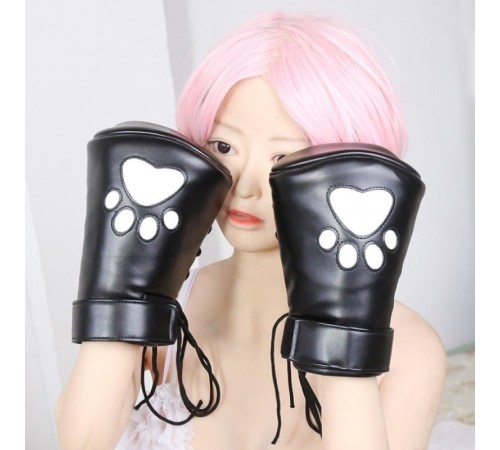 Leather bondage dog gloves