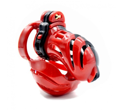 New 3D Design Male Polyethylene Chastity Integrative Device Red&Black, clear