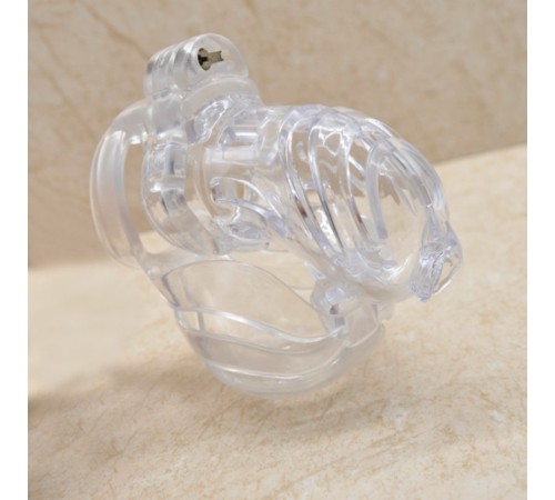 New 3D Design Male Polyethylene Chastity Integrative Device Red&Black, clear