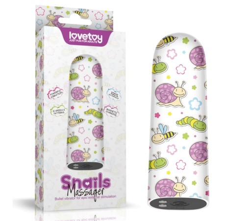 Компактный вибратор с принтом Rechargeable Snails Massager