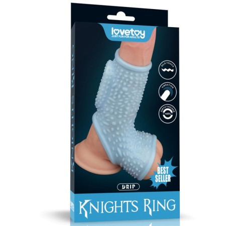 Насадка на пенис Vibrating Drip Knights Ring with Scrotum Sleeve Blue