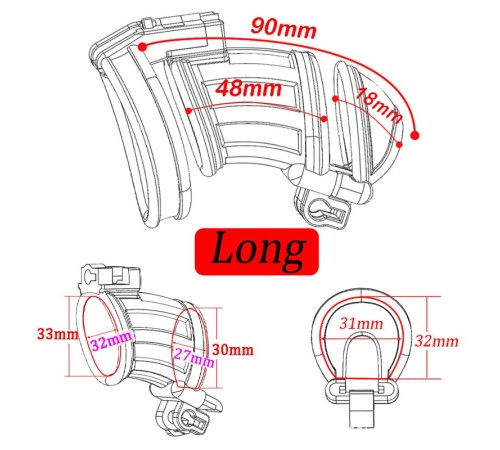 Пояс верности для мужчин JSSMATE Arc Ring Split Chastity Device Large