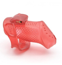 Male Chastity Device with Perforated design Cage Red Small