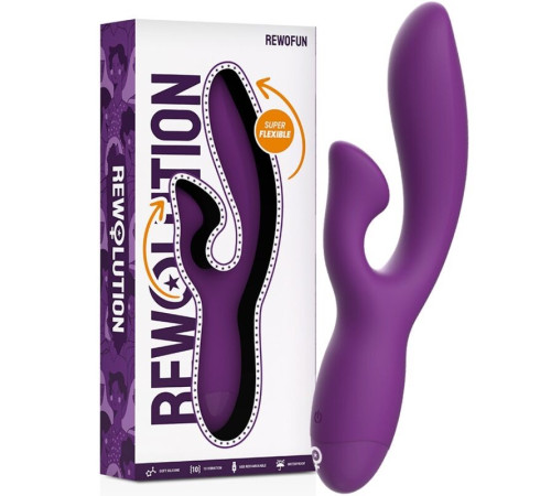 Двойной вибратор фиолетовый Rewolution Rewofun Flexible Rabbit Vibrator