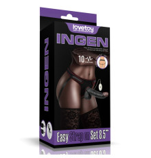 Черный женский страпон на ремешках Vibrating Easy Strapon Set 8.5