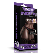 Черный женский страпон на ремешках Scrotum Vibrating Easy Strapon Set 7.5