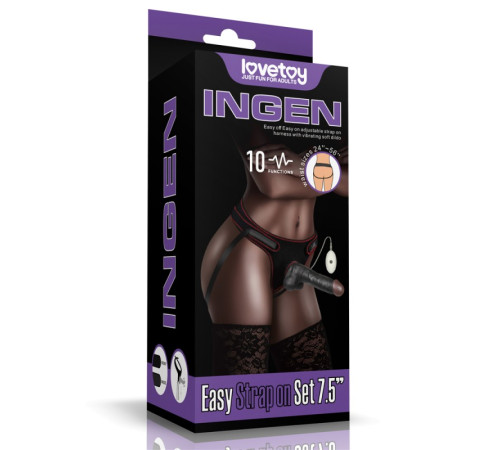 Черный женский страпон на ремешках Scrotum Vibrating Easy Strapon Set 7.5