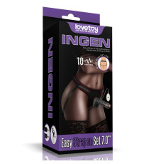 Черный женский страпон на ремешках Vibrating Easy Strapon Set 7.0