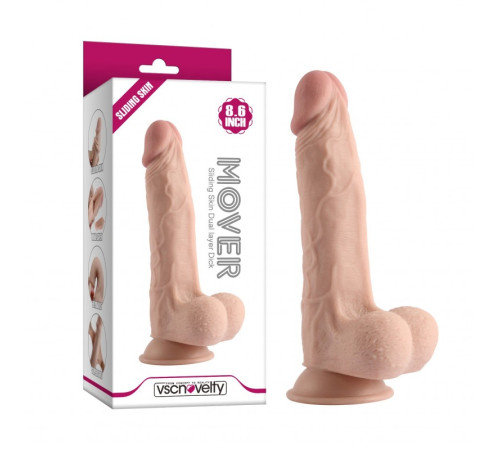 Фаллоимитатор с мошонкой на присоске Sliding Skin Dual layer Dick 8.6