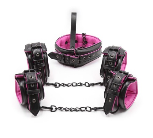 Набор для бондажа черно-розовый Black and Fuchsia Bondage Kit 3 Pieces