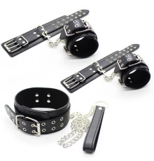 Брутальный черный ігор набор Black Bondage Kit 3 Pieces