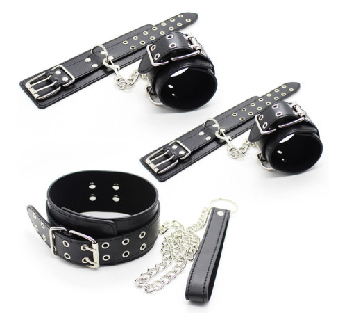 Брутальный черный ігор набор Black Bondage Kit 3 Pieces