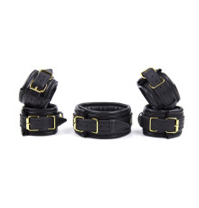 Черный ігор набор с золотой фурнитурой Black Gold Bondage Kit 3 Pieces