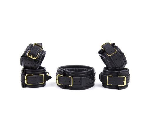 Черный ігор набор с золотой фурнитурой Black Gold Bondage Kit 3 Pieces