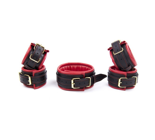 Красный ігор набор с золотой фурнитурой Red Gold Bondage Kit 3 Pieces