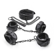 Стильный черный ігор набор Luxury Leather Bondage Kit 3 Pieces