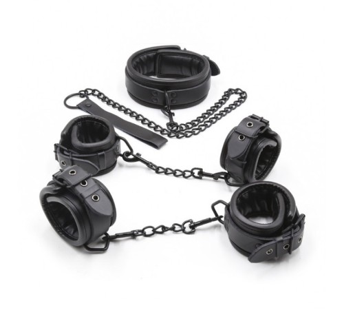 Стильный черный ігор набор Luxury Leather Bondage Kit 3 Pieces