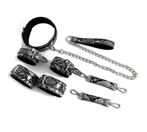 Бдсм набор аксессуаров Snaker Bondage Kit 3 Pieces Silver