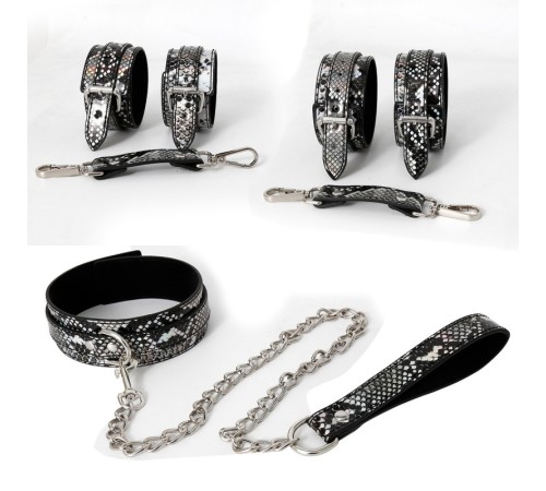 Бдсм набор аксессуаров Snaker Bondage Kit 3 Pieces Silver