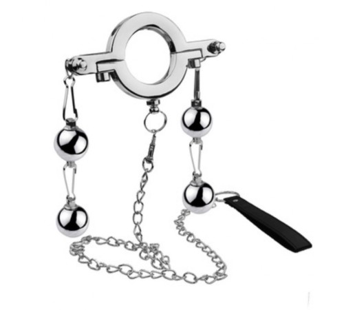 Кольцо утяжелитель для неї с поводком Cock Ring With Double Weight Ball and Leash