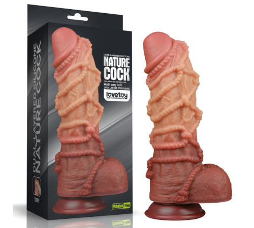 Фаллоимитатор рельефный Dual layered Platinum Silicone Cock with Rope 10.5