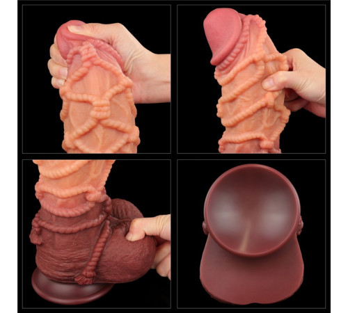 Фаллоимитатор рельефный Dual layered Platinum Silicone Cock with Rope 10.5