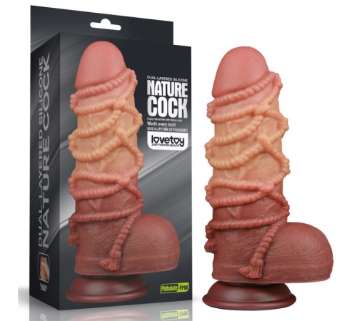 Фаллоимитатор рельефный Dual layered Platinum Silicone Cock with Rope 9.5