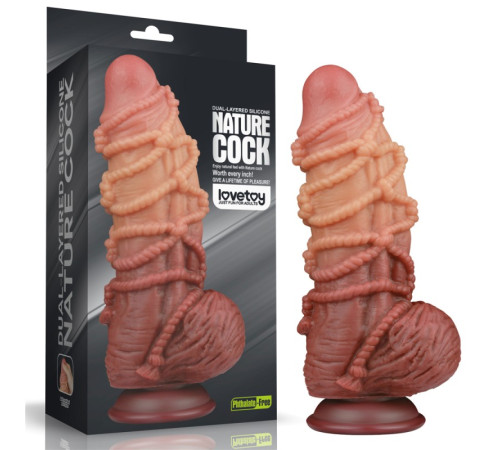 Фаллоимитатор рельефный Dual layered Platinum Silicone Cock with Rope 9.5