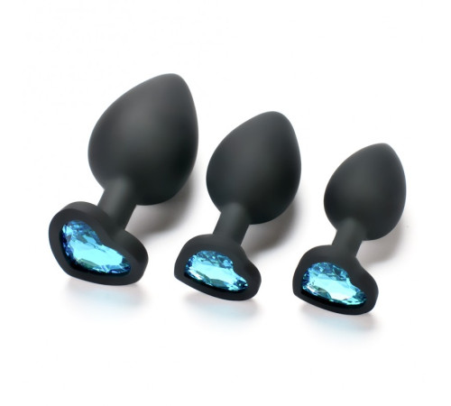 Черная особиста пробка с диамантом Blue Love Black Diamond Plug Large