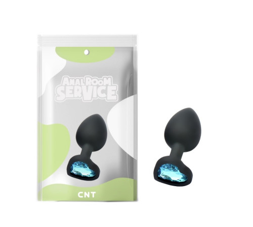 Черная особиста пробка с диамантом Blue Love Black Diamond Plug Small