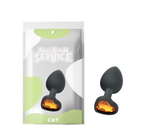 Черная особиста пробка с диамантом Orange Love Black Diamond Plug Small