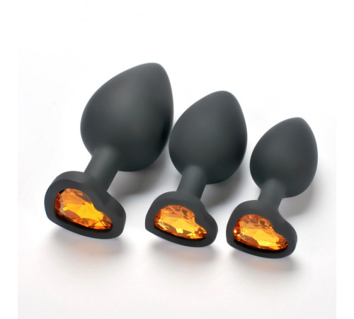 Черная особиста пробка с диамантом Orange Love Black Diamond Plug Medium