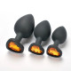 Черная особиста пробка с диамантом Orange Love Black Diamond Plug Medium