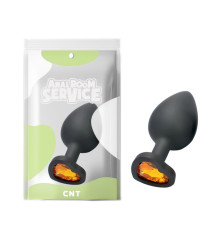 Черная особиста пробка с диамантом Orange Love Black Diamond Plug Large