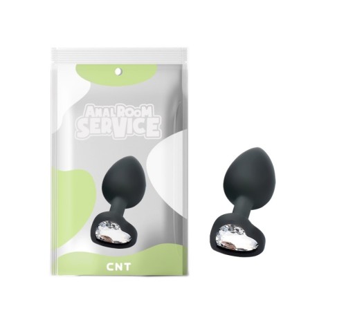 Черная задня пробка с диамантом Clear Love Black Diamond Plug Small