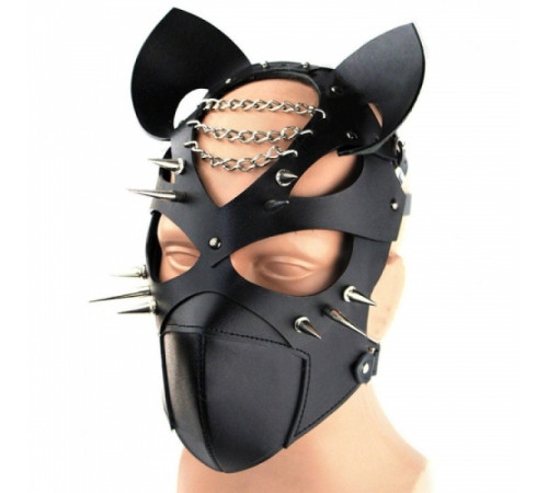 Flirting Leather Bondage Hood With Open Eye