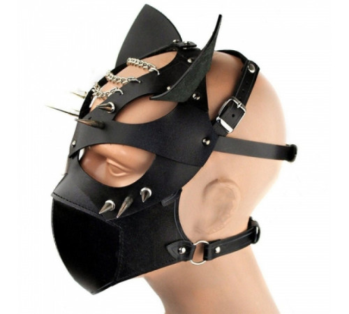 Flirting Leather Bondage Hood With Open Eye