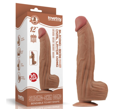 Фаллоимитатор King Sized Sliding Skin Dual Layer Dong Brown 12.0