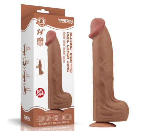 Фаллоимитатор King Sized Sliding Skin Dual Layer Dong Brown 14.0