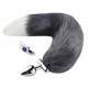 особиста пробка с пышным хвостом Deformable Fox Tail Metal Anal Plug Grey