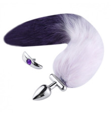 особиста пробка с пышным хвостом Deformable Fox Tail Metal Anal Plug Purple