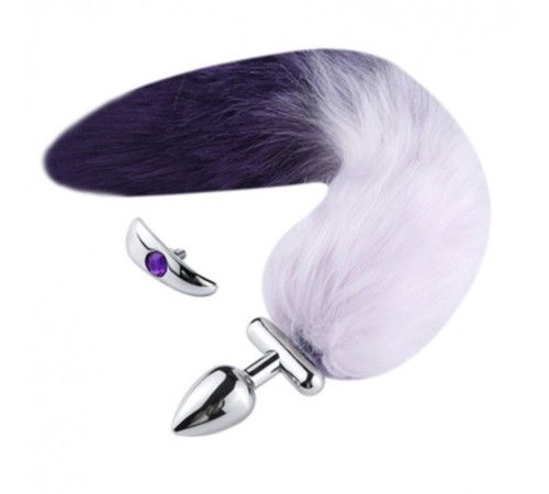 особиста пробка с пышным хвостом Deformable Fox Tail Metal Anal Plug Purple