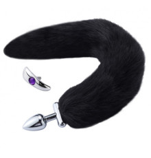 особиста пробка с пышным хвостом Deformable Fox Tail Metal Anal Plug Black