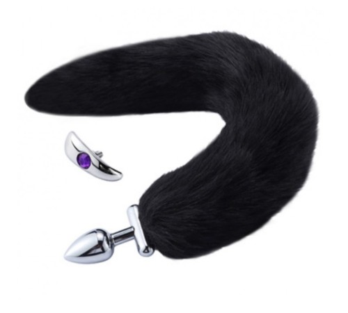 особиста пробка с пышным хвостом Deformable Fox Tail Metal Anal Plug Black