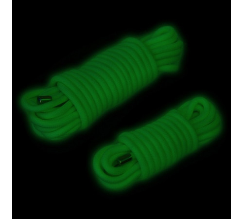 Веревка гладкая флуоресцентная светящаяся зеленая Glow In The Dark Rope, 5 метров