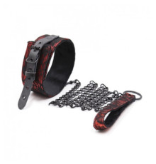 Ошейник с поводком натуральная кожа Red Bondage Neck Collar