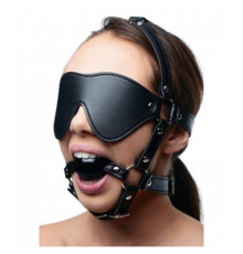 Blindfold Harness and Ball Gag Black