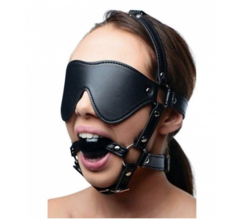 Blindfold Harness and Ball Gag Black