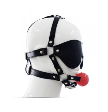 Blindfold Harness and Ball Gag Red